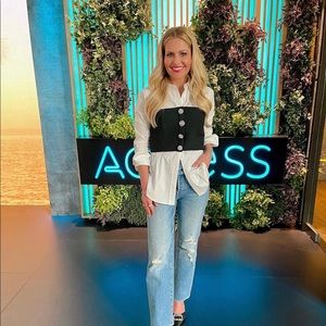 Cute Lucy Paris boutique Off and On Sweater Bustier Top